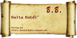 Balta Bató névjegykártya